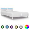 Estructura De Cama Con Led De Cuero Sintético Blanco 90x200 Cm