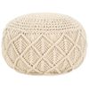 Puf De Macramé Hecho A Mano Algodón 45x30 Cm Beige