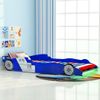 Cama Infantil Con Forma De Coche Carreras Y Led 90x200 Cm Azul