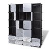 Armario Modular 18 Compartimentos Negro Y Blanco 37x146x180,5cm