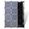 Armario Modular 9 Compartimentos Negro Y Blanco 37x115x150 Cm