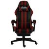 Silla Gaming Con Reposapiés Cuero Sintético Negro Y Rojo Tinto