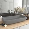 Lavabo De Lujo De Cerámica Rectangular Gris Claro Mate 71x38 Cm