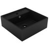 Lavabo Lujoso Cuadrado Rebosadero Cerámica Negro Mate 41x41 Cm