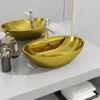 Lavabo Con Rebosadero 58,5x39x21 Cm Cerámica Dorado