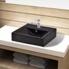 Lavabo Rectangular De Cerámica Hueco De Grifo/desagüe Negro