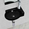 Lavabo Redondo De Cerámica Con Orificio De Grifo/desagüe Negro