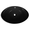 Lavabo Oval De Cerámica Negra De Lujo Con Desagüe, 59 X 38,5 Cm