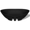 Lavabo Oval De Cerámica Negra De Lujo Con Desagüe, 59 X 38,5 Cm