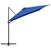 Sombrilla Voladiza Luces Led Poste Acero Azul Azure 250x250 Cm