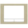 Mueble De Tv Madera Contrachapada Blanco Y Roble 152x22x113cm Marrón