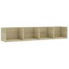 Estante De Pared Para Cd Contrachapada Color Roble 100x18x18 Cm Beige