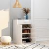 Mueble Zapatero De Contrachapada Blanco Brillante 60x35x84 Cm