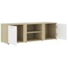 Mueble De Tv Madera Contrachapada Blanco Y Roble 120x34x37 Cm