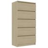 Aparador Con Cajones Contrachapada Color Roble 60x35x121 Cm Beige