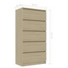 Aparador Con Cajones Contrachapada Color Roble 60x35x121 Cm Beige