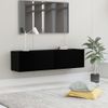 Mueble Pared Tv Madera Contrachapada Negro 120x30x30 Cm