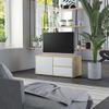 Mueble Para Tv Madera Contrachapada Blanco Y Roble 80x34x36 Cm