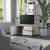 Mueble Para Tv Madera Contrachapada Blanco Y Roble 80x34x36 Cm