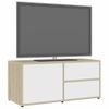 Mueble Para Tv Madera Contrachapada Blanco Y Roble 80x34x36 Cm