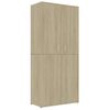 Mueble Zapatero Madera Contrachapada Color Roble 80x39x178 Cm Marrón