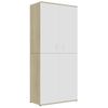 Mueble Zapatero Contrachapada Blanco Y Roble 80x39x178 Cm Beige