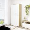 Mueble Zapatero Contrachapada Blanco Y Roble 80x39x178 Cm Beige