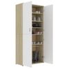 Mueble Zapatero Contrachapada Blanco Y Roble 80x39x178 Cm Beige