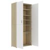 Mueble Zapatero Contrachapada Blanco Y Roble 80x39x178 Cm Beige