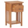 Mesa Revistero Con Cajón Madera Maciza De Roble 35x27x55 Cm Marrón