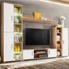 Mueble Salón Pared Para Tv Con Luces Led Roble Sonoma Y Blanco Marrón