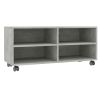 Mueble De Tv Con Ruedas Contrachapada Gris Hormigón 90x35x35 Cm