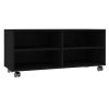 Mueble De Tv Con Ruedas Madera Contrachapada Negro 90x35x35 Cm