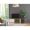 Mueble De Tv Madera Contrachapada Blanco Y Roble 120x34x37 Cm