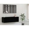 Mueble Pared Tv Madera Contrachapada Roble Negro 100x30x30 Cm