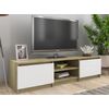 Mueble De Tv Madera Contrachapada Blanco Y Roble 140x40x35,5 Cm Multicolor