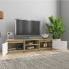 Mueble De Tv Madera Contrachapada Blanco Y Roble 140x40x35,5 Cm Multicolor