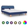 Estructura De Cama Con Led Tela Azul 160x200 Cm