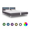 Cama Con Led De Cuero Sintético Gris 180x200 Cm