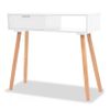 Mesa Consola De Madera Maciza De Pino Blanca 80x30x72 Cm