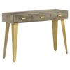 Mesa Consola De Madera Mango Maciza Gris Y Latón 110x35x76 Cm