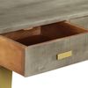 Mesa Consola De Madera Mango Maciza Gris Y Latón 110x35x76 Cm