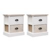 Mesitas Noche 2 Uds Madera Paulownia Blanco Natural 38x28x45cm