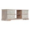 Mueble De Tv De Madera Maciza De Acacia 120x30x40 Cm Blanco