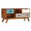 Mueble Para Tv Con 3 Cajones Madera Maciza Acacia 110x35x50 Cm Multicolor