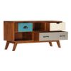 Mueble Para Tv Con 3 Cajones Madera Maciza Acacia 110x35x50 Cm Multicolor