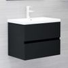 Mueble Con Lavabo Negro Brillante Aglomerado