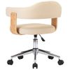 Silla De Oficina Giratoria Madera Curvada Cuero Sintético Crema