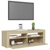 Mueble De Tv Con Luces Led Roble Sonoma 120x35x40 Cm Marrón