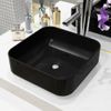 Lavabo Cuadrado De Cerámica Negro 38x38x13,5 Cm